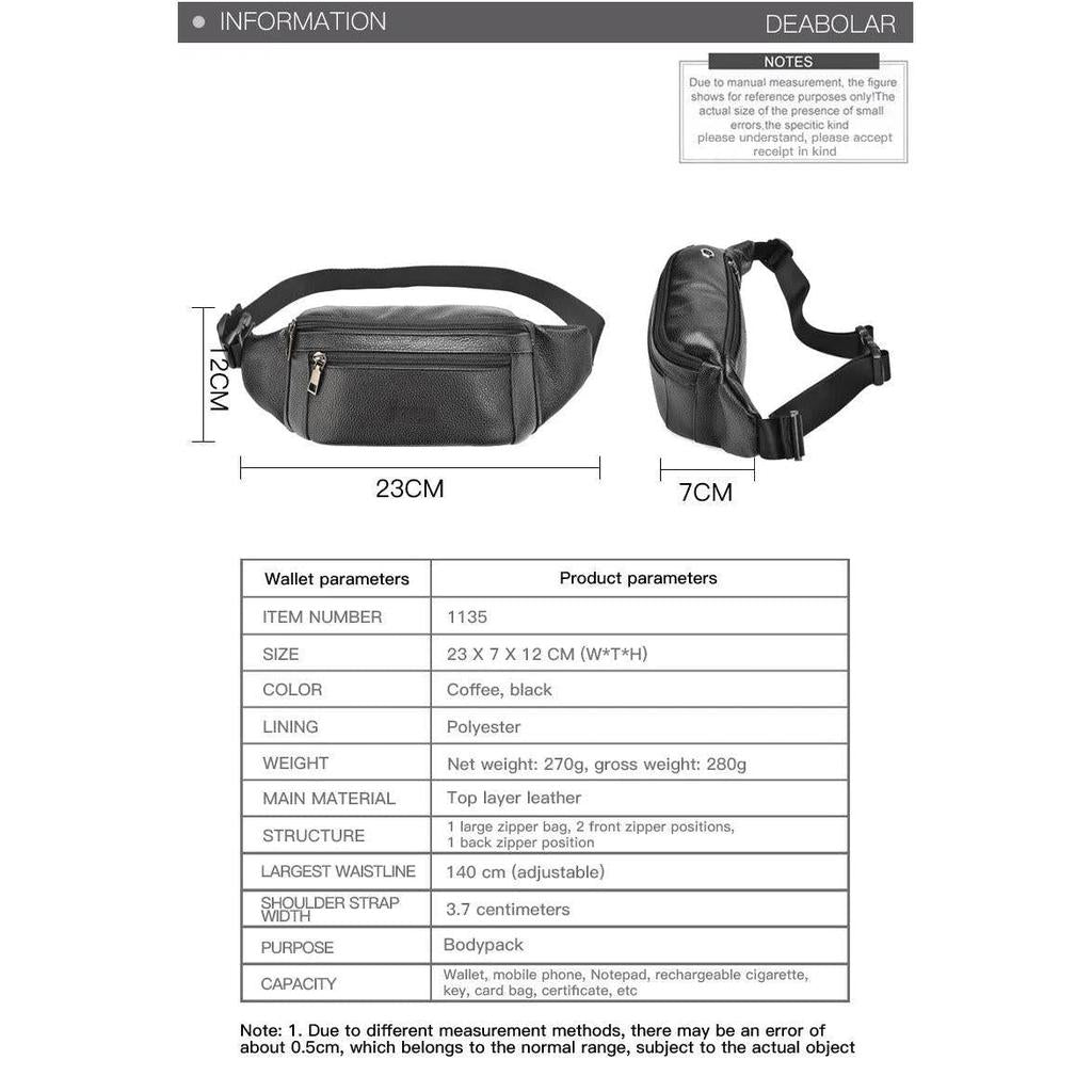 Men's Genuine Leather Waist & Shoulder Bag by HitMyNeed