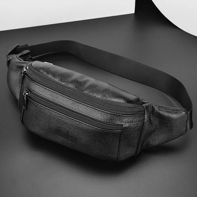 Men's Genuine Leather Waist & Shoulder Bag by HitMyNeed