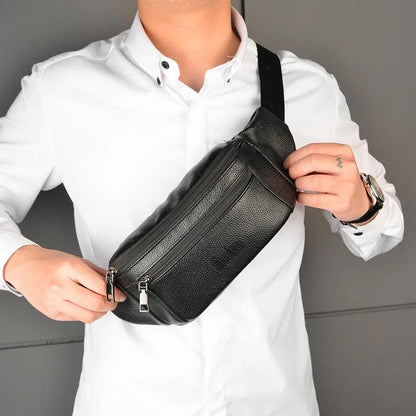 Men's Genuine Leather Waist & Shoulder Bag by HitMyNeed