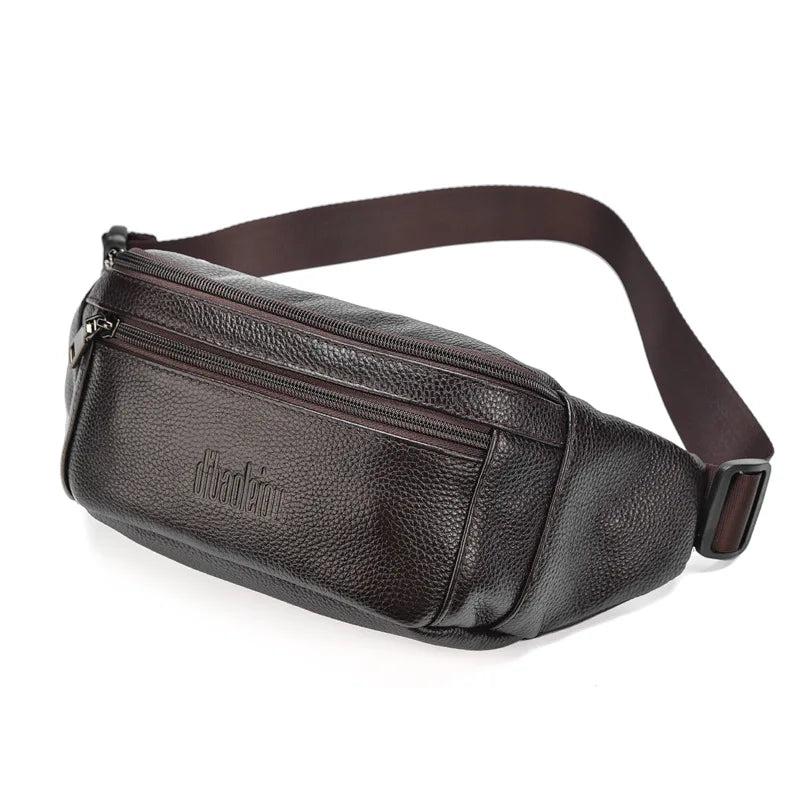 Men's Genuine Leather Waist & Shoulder Bag auburn by HitMyNeed