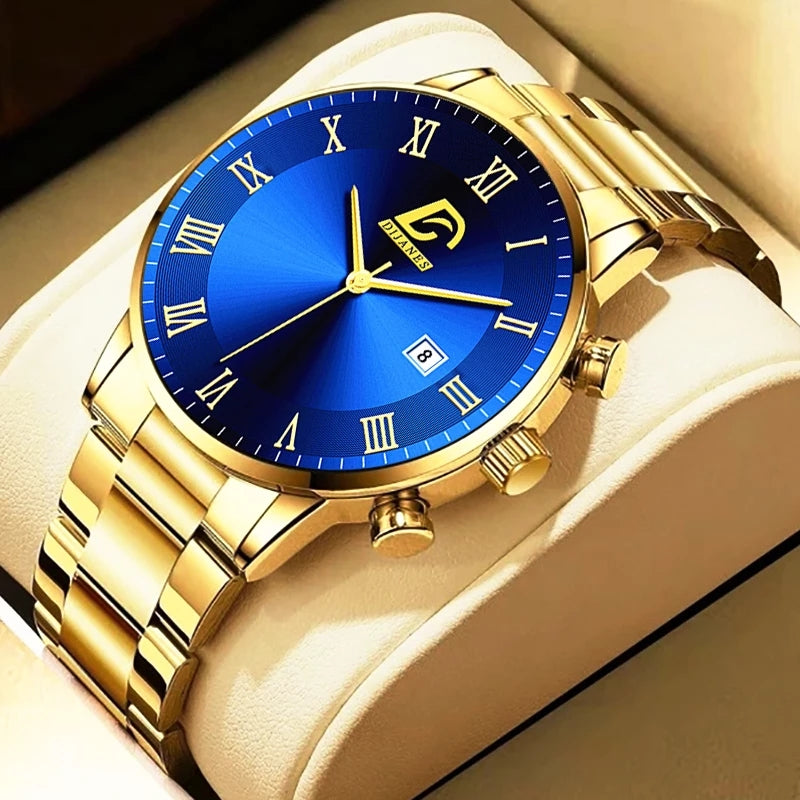 Men's Gold Stainless Steel Minimalist Quartz Watch by HitMyNeed