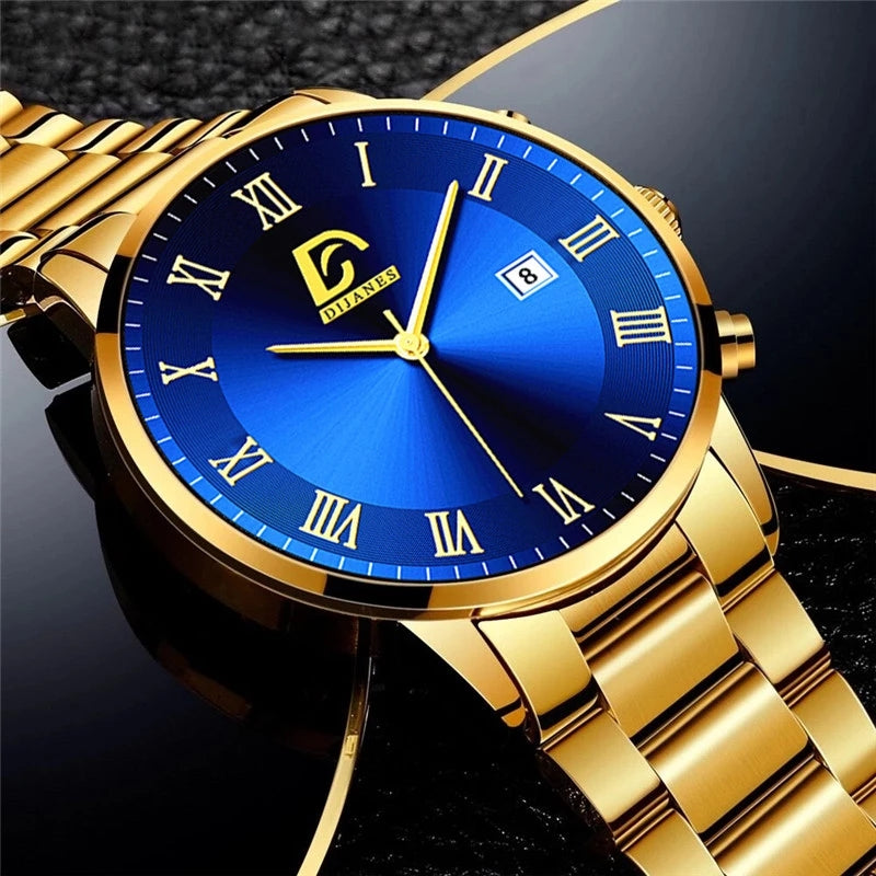 Men's Gold Stainless Steel Minimalist Quartz Watch by HitMyNeed