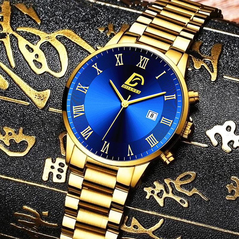 Men's Gold Stainless Steel Minimalist Quartz Watch by HitMyNeed