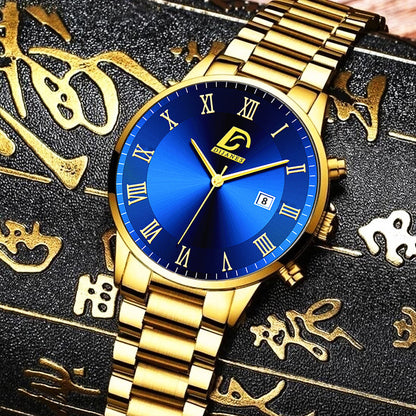 Men's Gold Stainless Steel Minimalist Quartz Watch by HitMyNeed