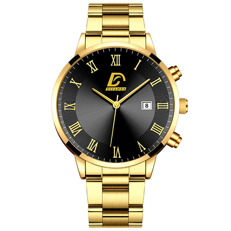 Men's Gold Stainless Steel Minimalist Quartz Watch gold-black by HitMyNeed