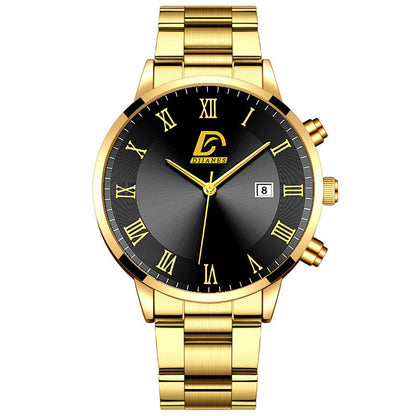 Men's Gold Stainless Steel Minimalist Quartz Watch gold-black by HitMyNeed