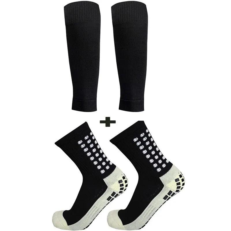 Men's Grip Soccer Socks with Knee Pads & Calf Sleeves black by HitMyNeed