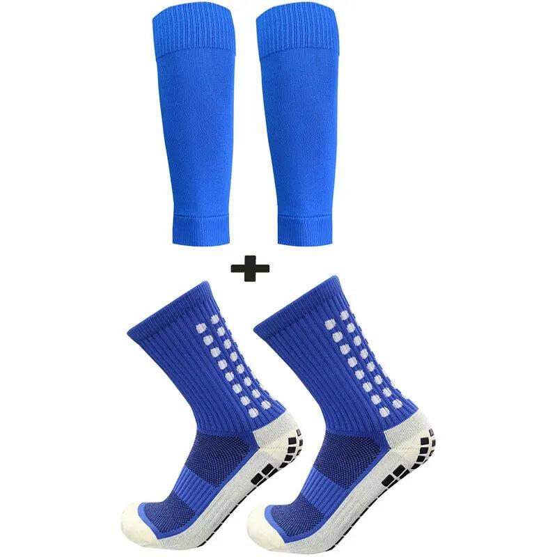 Men's Grip Soccer Socks with Knee Pads & Calf Sleeves blue by HitMyNeed