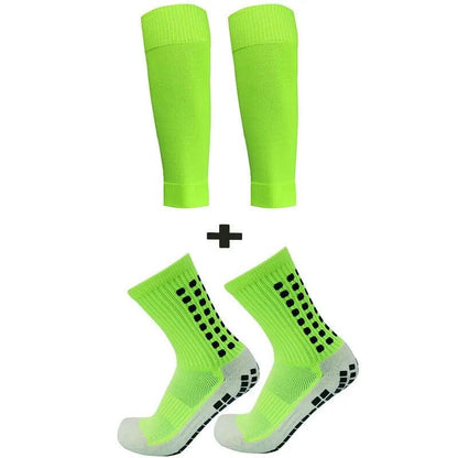 Men's Grip Soccer Socks with Knee Pads & Calf Sleeves green by HitMyNeed