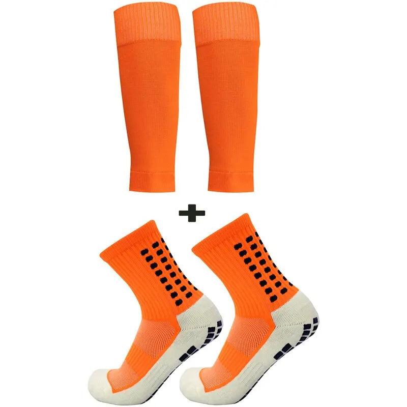 Men's Grip Soccer Socks with Knee Pads & Calf Sleeves orange by HitMyNeed