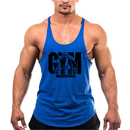 Men's Gym Stringer Tank Top with Y-Back Design blue-169 xxl by HitMyNeed