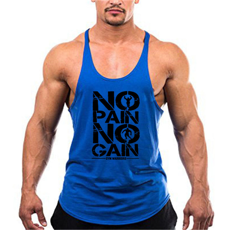 Men's Gym Stringer Tank Top with Y-Back Design blue-175 xxl by HitMyNeed