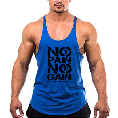 Men's Gym Stringer Tank Top with Y-Back Design blue-175 xxl by HitMyNeed
