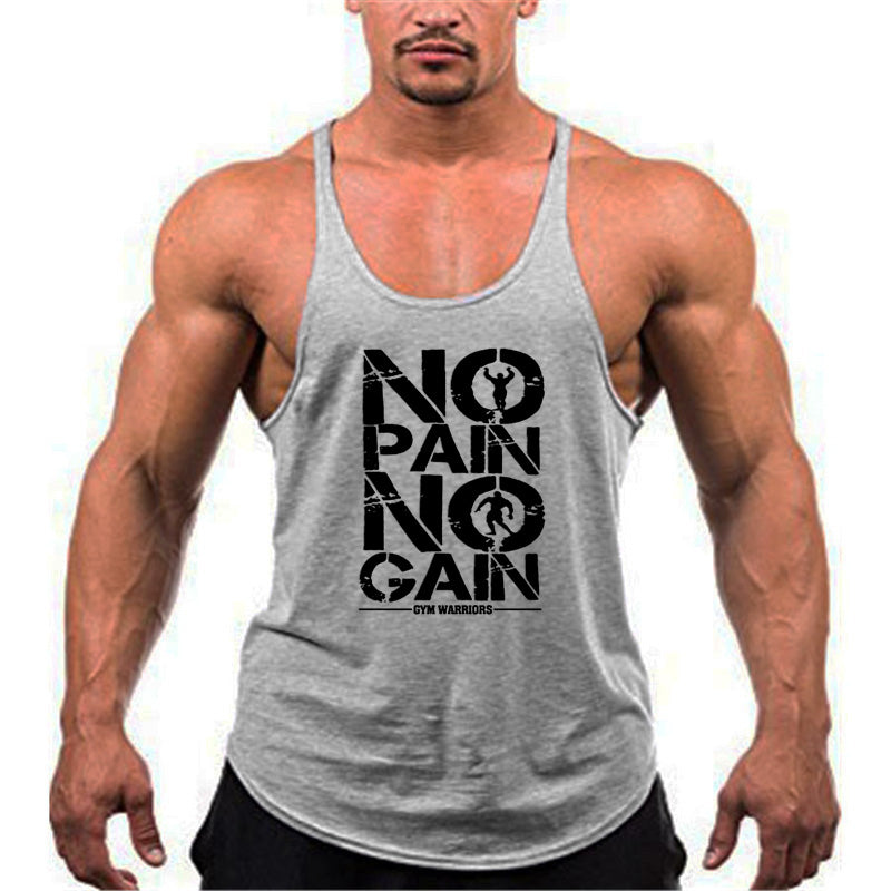 Men's Gym Stringer Tank Top with Y-Back Design gray-175 m by HitMyNeed