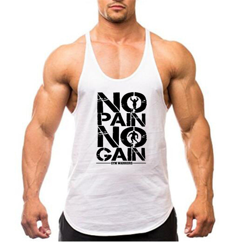 Men's Gym Stringer Tank Top with Y-Back Design white-175 xxl by HitMyNeed