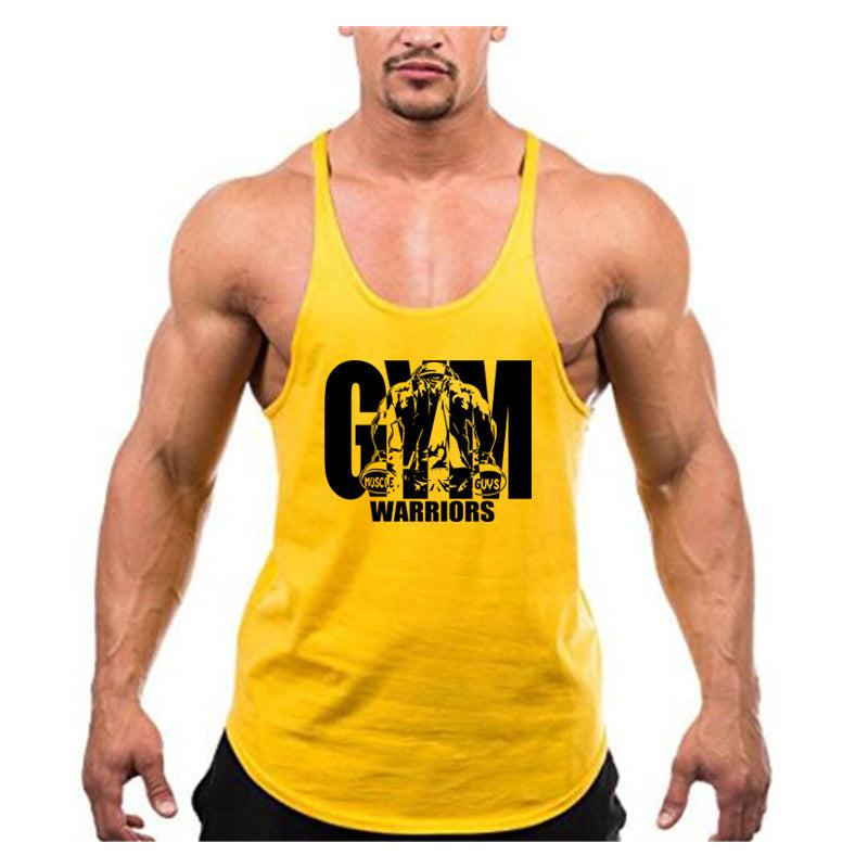 Men's Gym Stringer Tank Top with Y-Back Design yellow-169 xxl by HitMyNeed