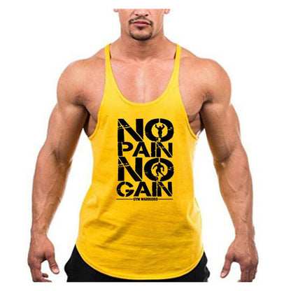 Men's Gym Stringer Tank Top with Y-Back Design yellow-175 xxl by HitMyNeed