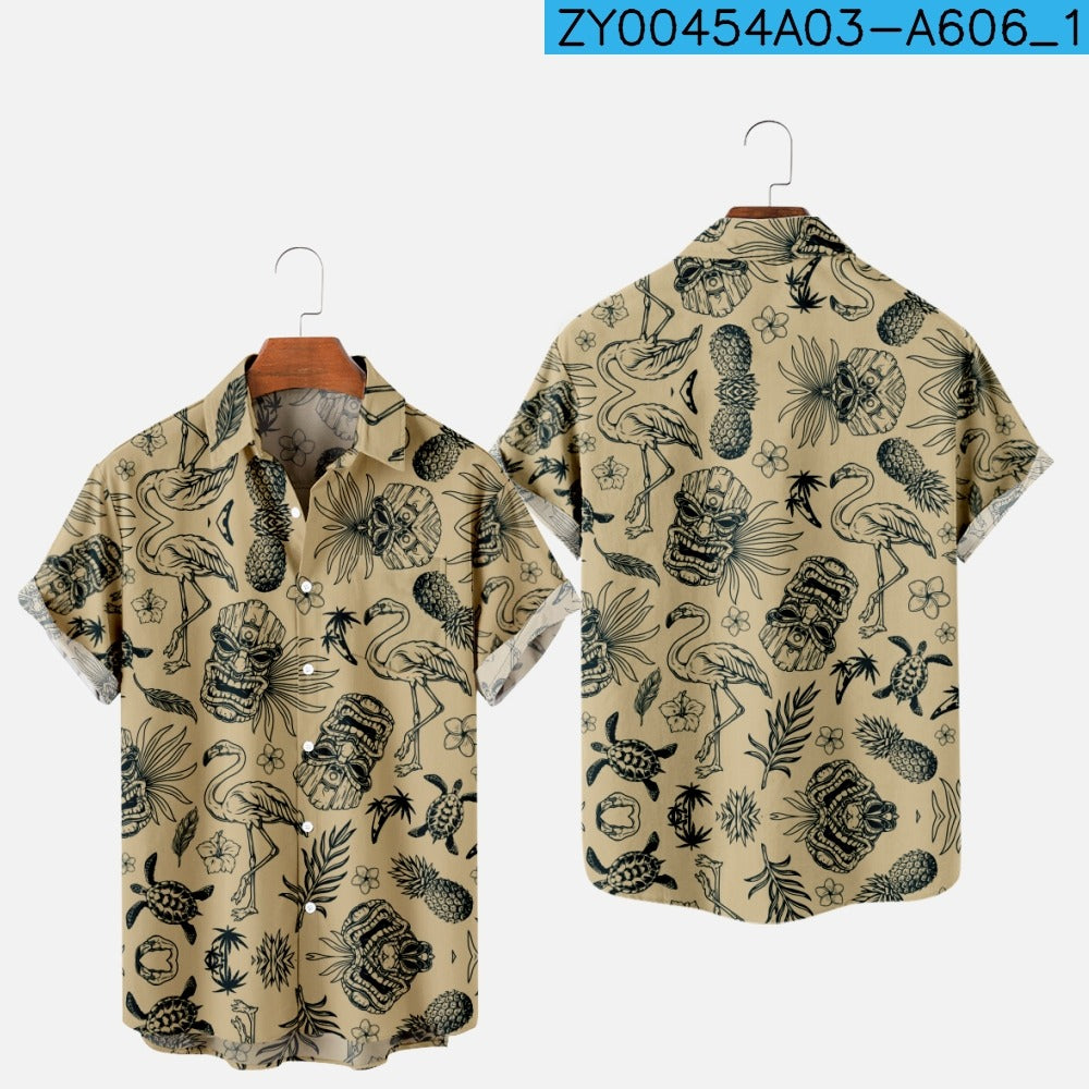 Men's Hawaiian 3D Print One-Button Summer Shirt zy00454a03-a606 l by HitMyNeed