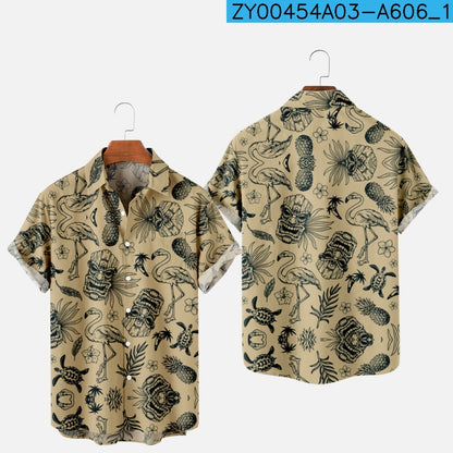 Men's Hawaiian 3D Print One-Button Summer Shirt zy00454a03-a606 l by HitMyNeed