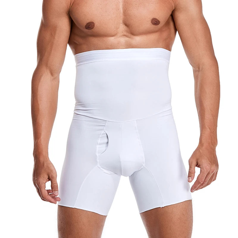 Men's High Waist Tummy Control Compression Shorts white m by HitMyNeed