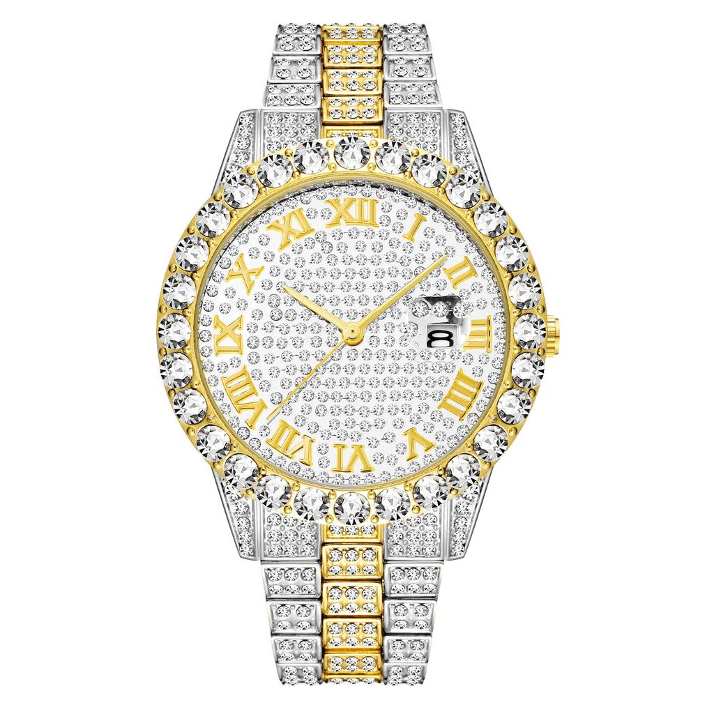 Men's Hip Hop Watch & Diamond-Style Bracelet Set by HitMyNeed