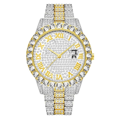 Men's Hip Hop Watch & Diamond-Style Bracelet Set by HitMyNeed