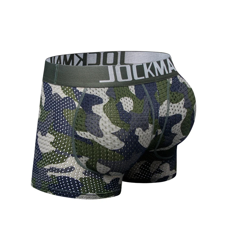 Men's Ice Silk Mesh Camouflage Butt Lift Boxer Briefs by HitMyNeed