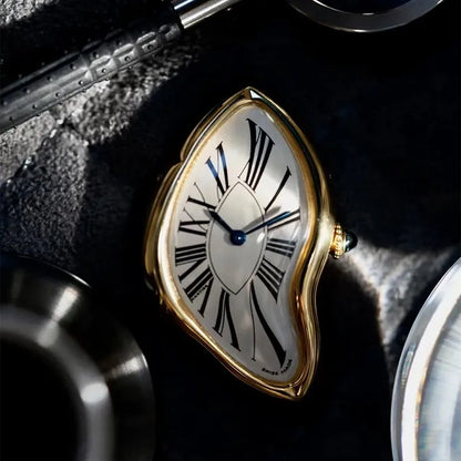 Men's Irregular Swiss Watch - Melt Twist Design gold-border by HitMyNeed