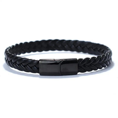 Men's Leather Bracelet with Stainless Steel Cable by HitMyNeed
