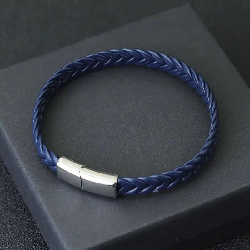 Men's Leather Bracelet with Stainless Steel Cable by HitMyNeed