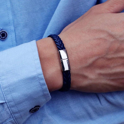 Men's Leather Bracelet with Stainless Steel Cable by HitMyNeed