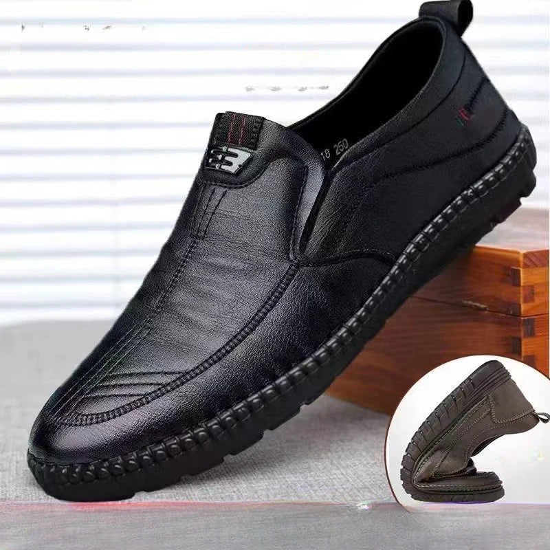 Men's Leather Loafers Non Slip Slip-On Work Shoes by HitMyNeed