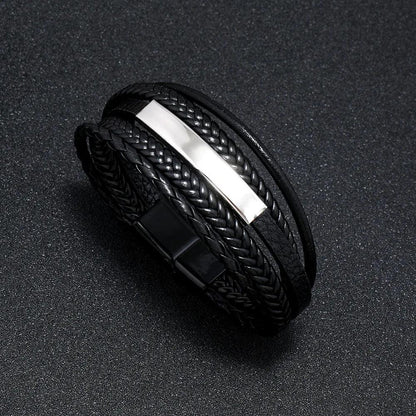 Men's Leather & Stainless Steel Multilayer Bracelet 17 by HitMyNeed