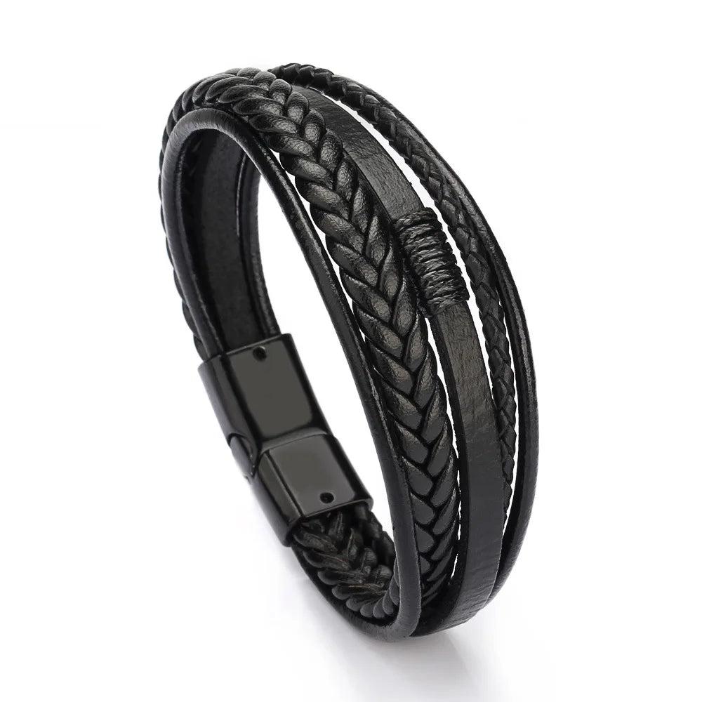 Men's Leather & Stainless Steel Multilayer Bracelet 5 by HitMyNeed