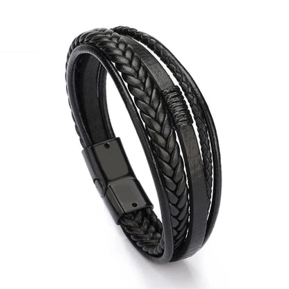 Men's Leather & Stainless Steel Multilayer Bracelet 5 by HitMyNeed