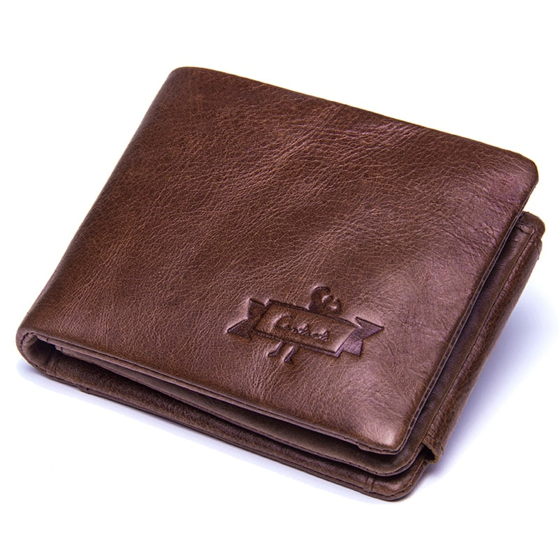 Men's Leather Trifold Wallet with Coin Pocket by HitMyNeed