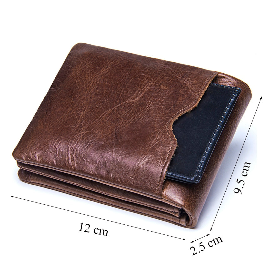 Men's Leather Trifold Wallet with Coin Pocket by HitMyNeed