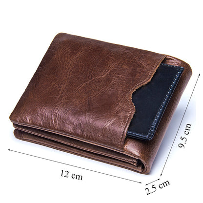 Men's Leather Trifold Wallet with Coin Pocket by HitMyNeed