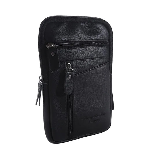 Men's Leather Waist & Crossbody Phone Bag black by HitMyNeed