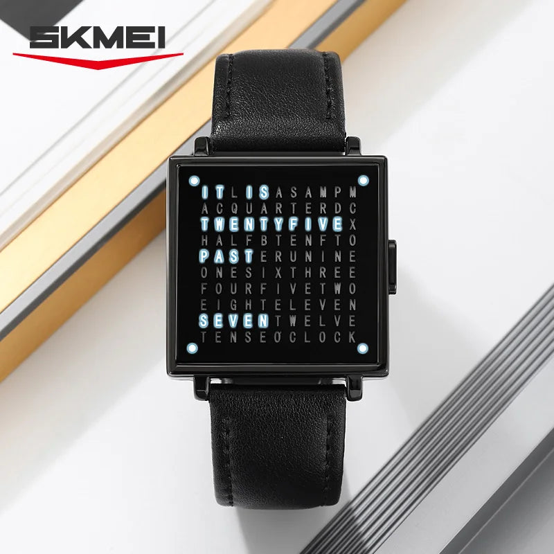 Men's LED Digital Watch with Date & Leather Strap by HitMyNeed
