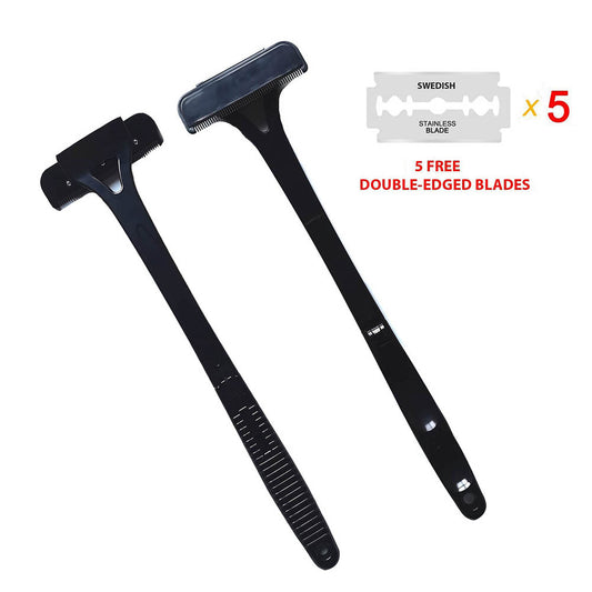 Men's Long Handle Folding Back & Body Shaver black by HitMyNeed
