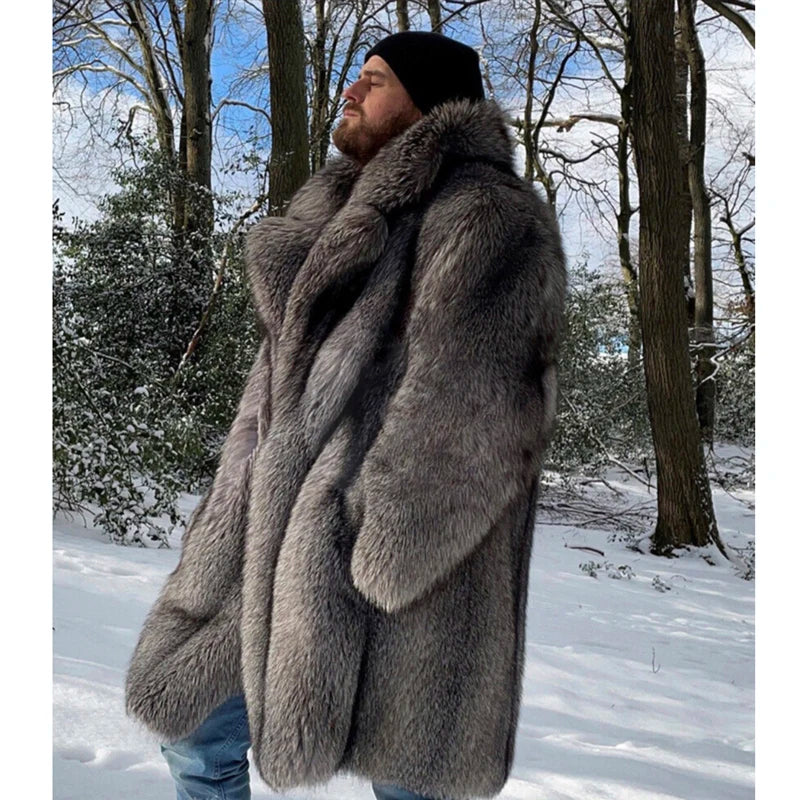 Men's Long Mink Fur Trench Coat Plus Size by HitMyNeed