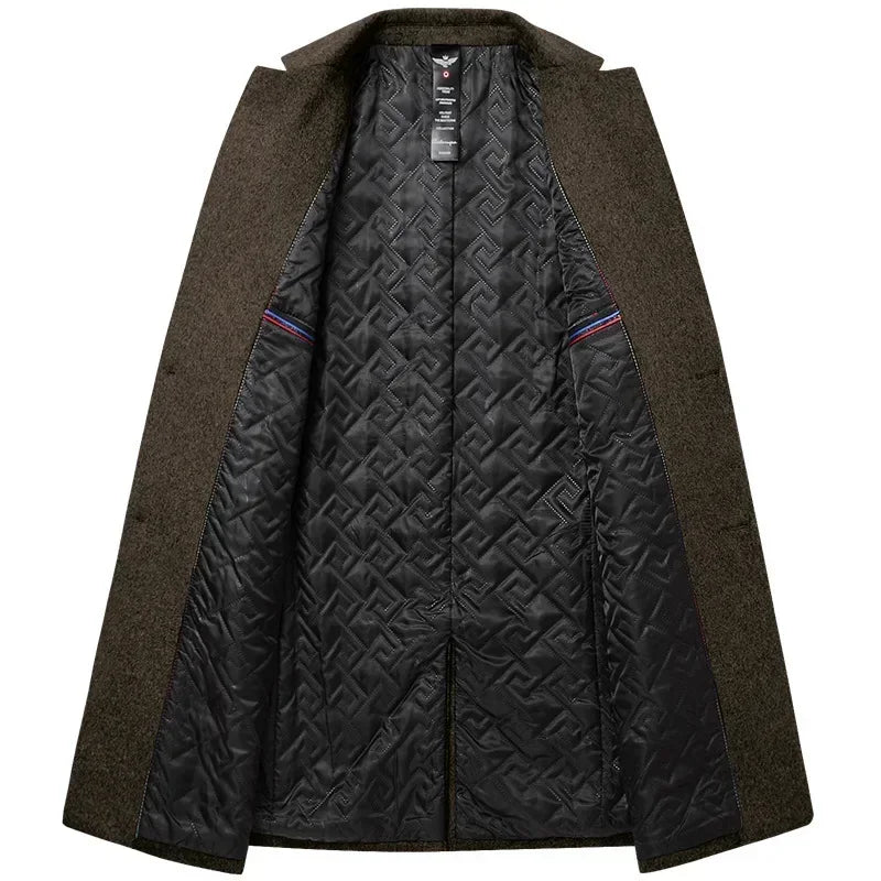 Men's Long Wool Trench Coat for Autumn & Winter by HitMyNeed