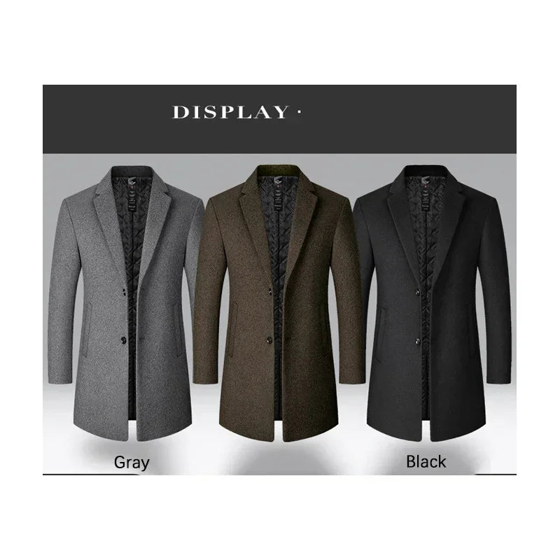 Men's Long Wool Trench Coat for Autumn & Winter by HitMyNeed