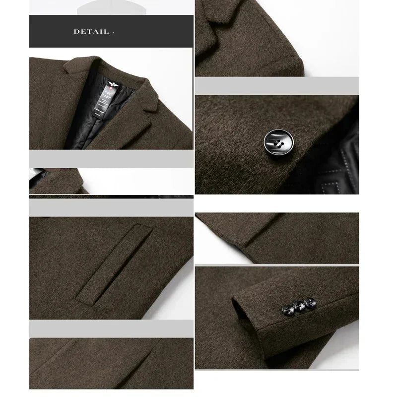 Men's Long Wool Trench Coat for Autumn & Winter by HitMyNeed
