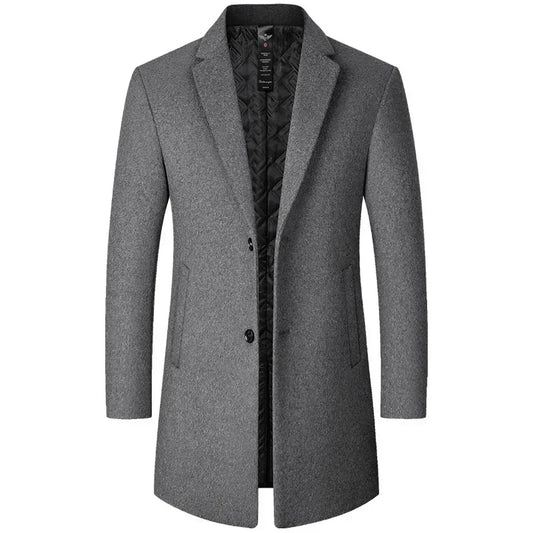 Men's Long Wool Trench Coat for Autumn & Winter gray xxxl-80-87-kg by HitMyNeed