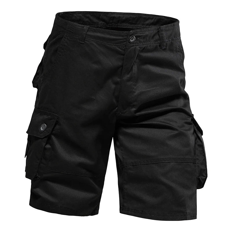 Men's Loose Fit Cotton Cargo Shorts with Multi Pockets 001black 31.0 by HitMyNeed