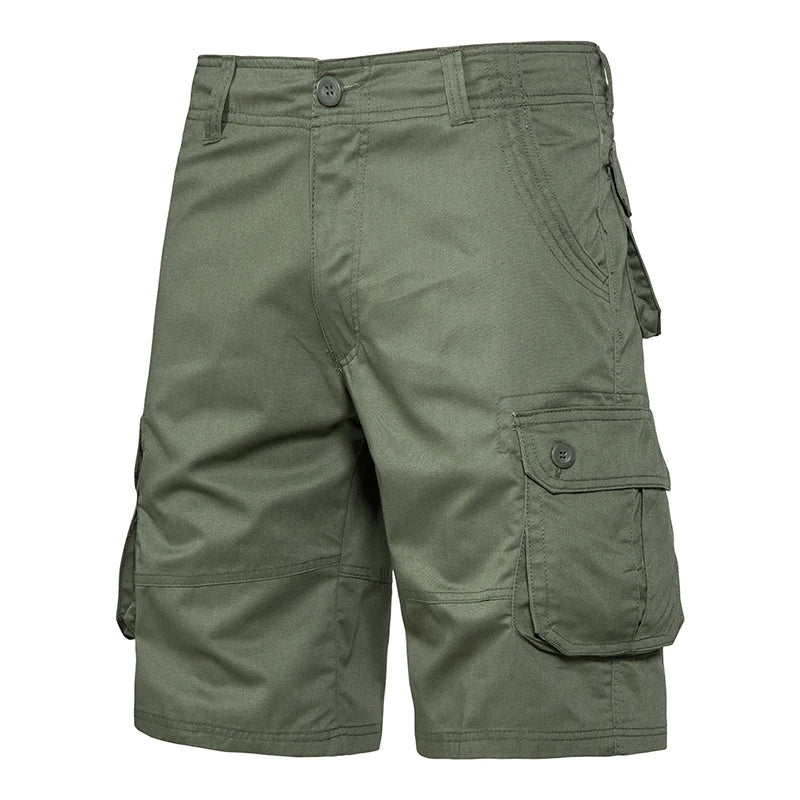 Men's Loose Fit Cotton Cargo Shorts with Multi Pockets by HitMyNeed