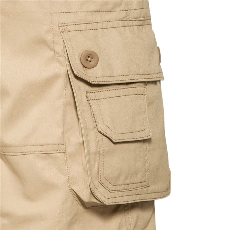 Men's Loose Fit Cotton Cargo Shorts with Multi Pockets by HitMyNeed