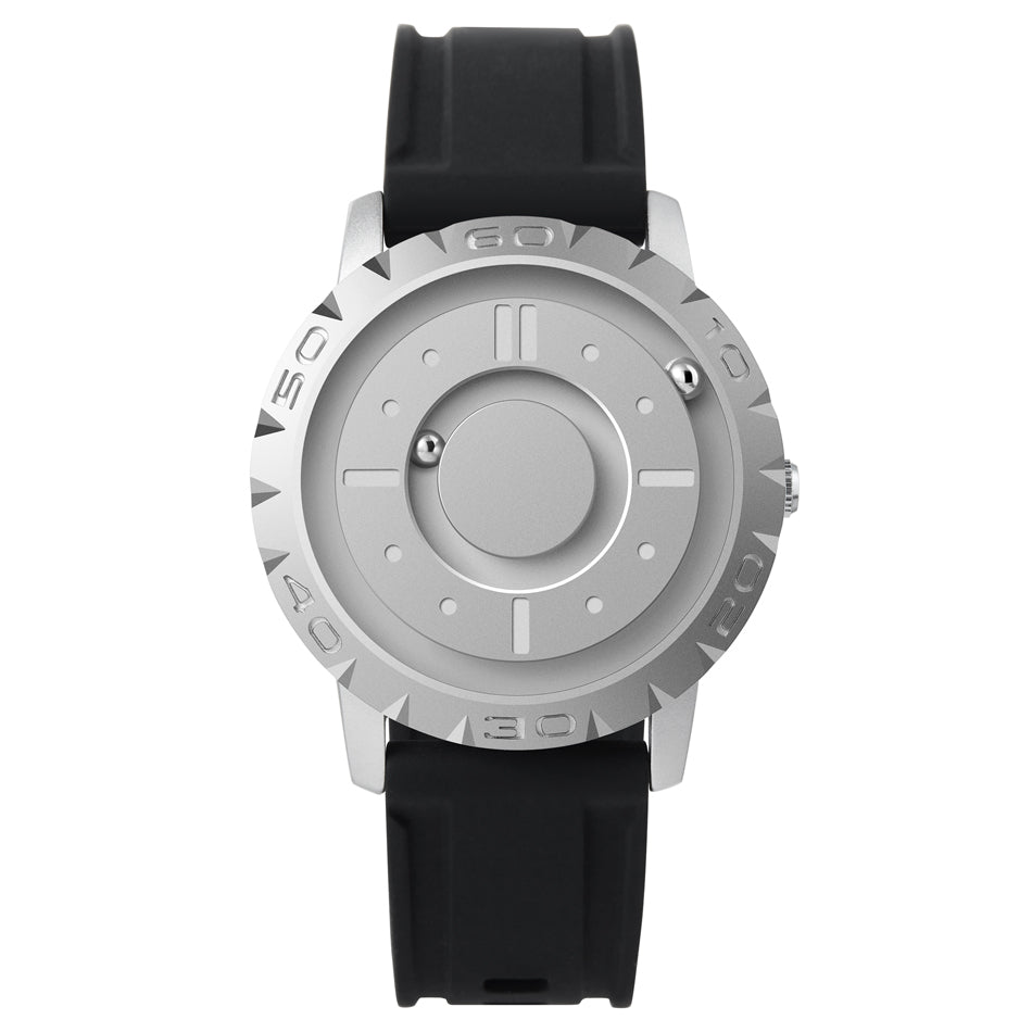 Men's Magnetic Ball-Bearing Watch with Quartz Movement silver by HitMyNeed